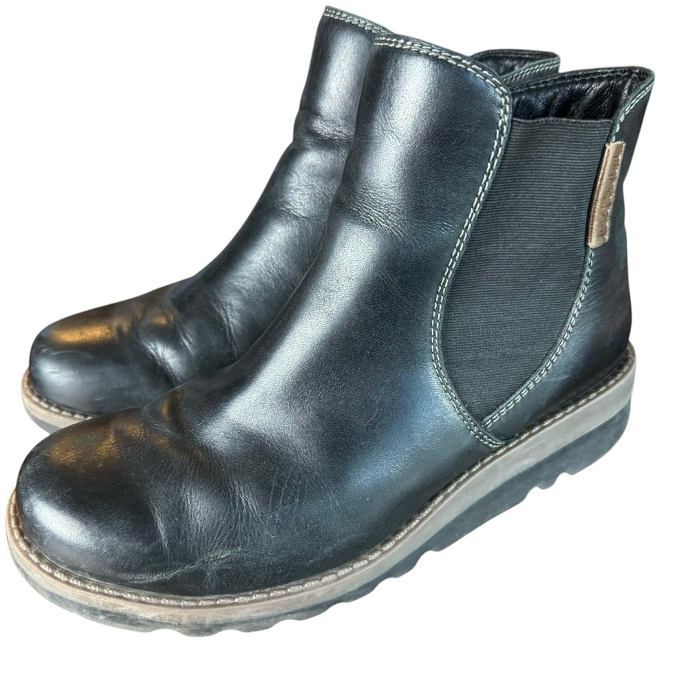 Josef Seibel Black Lina Chelsea Boots Size 7 7.5 Womens Euro 38 Leather Germany